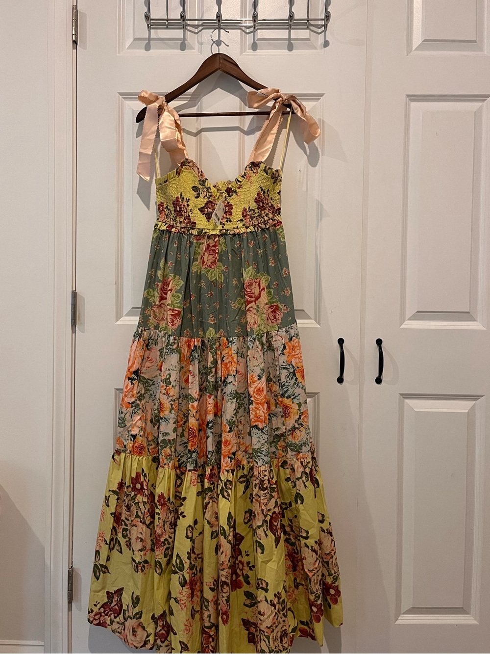 Free People Bluebell Maxi Dress-Floral Tiered Multi - Green, Pink & Yellow - Picture 3 of 6